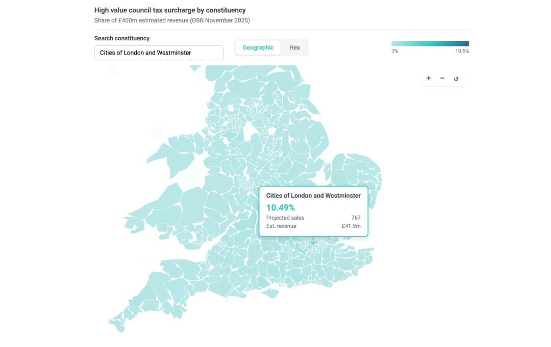 High value council tax surcharge: constituency-level impact